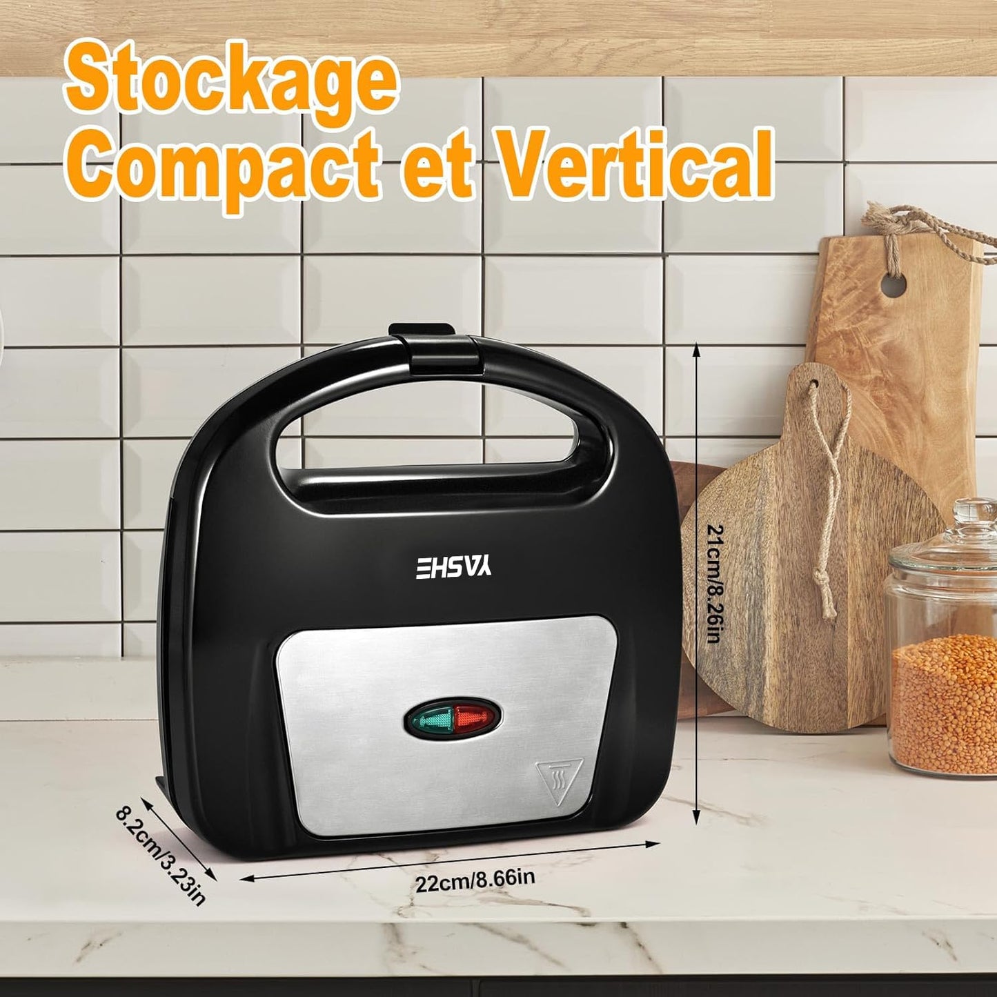 YASHE Appareil à gaufre, 750W Gaufrier Electrique, Machine a Gaufre pour 2 Gaufres, Plaques Antiadhésives, Température Automatique, Lumière De Cuisson