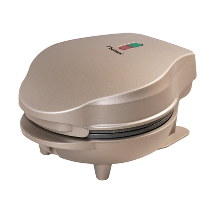 Bestron Mini gaufrier pour gaufres classiques, Petit gaufrier avec revêtement anti-adhésif, pour les anniversaires d'enfants, les fêtes de famille, Pâques ou Noël, Design: rétro, Couleur: Beige Claire