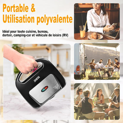 YASHE Appareil à gaufre, 750W Gaufrier Electrique, Machine a Gaufre pour 2 Gaufres, Plaques Antiadhésives, Température Automatique, Lumière De Cuisson