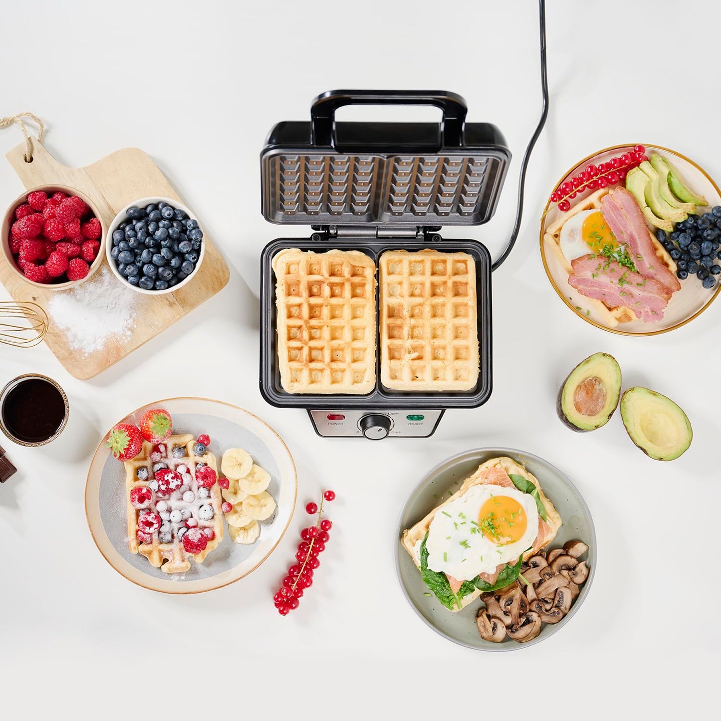 Tristar gaufrier Noir, Acier Inoxydable - 2 gaufres - 1 000 W - WF-2195