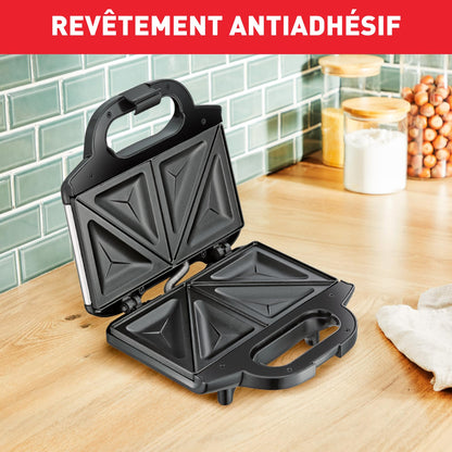 Tefal Appareil à croque-monsieur, Rapide et puissant, Rangement facile, Revêtement antiadhésif, Verrouillage pour plus de sécurité, Poignée thermorésistante, Ultracompact SM155212