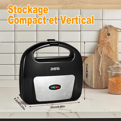 YASHE Appareil à gaufre, 750W Gaufrier Electrique, Machine a Gaufre pour 2 Gaufres, Plaques Antiadhésives, Température Automatique, Lumière De Cuisson