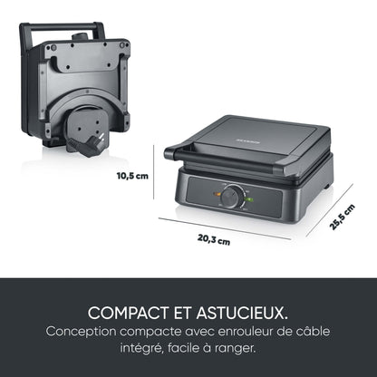 SEVERIN Gaufrier 1 600 W, Appareil à gaufres au revêtement antiadhésif pour gaufres belges moelleuses et croustillantes, Machine à gaufre sans PFAS au design compact, Noir, WA 2130