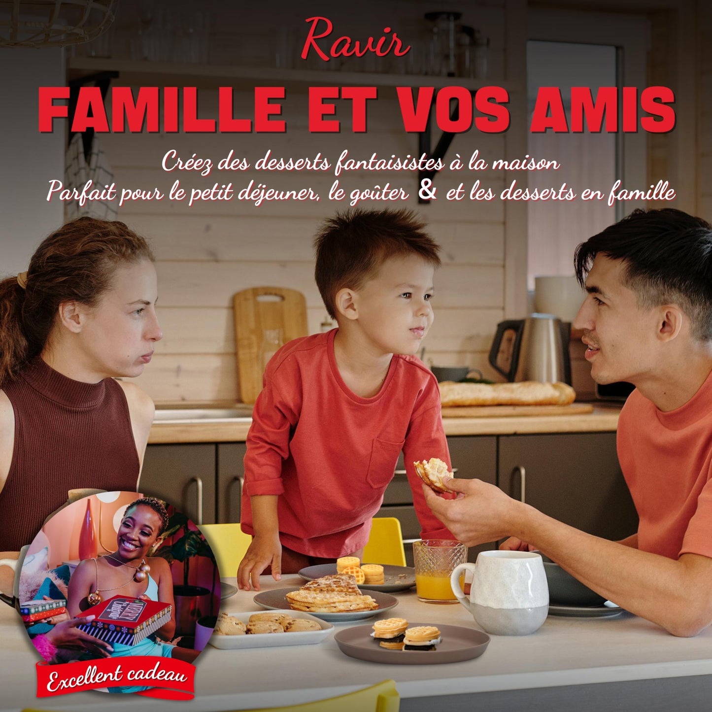 SugarWhisk Mini Waffle Maker, fer à gaufres pour enfants, fait des petites gaufres de 8 x 5cm, petit gaufrier, compact et facile à utiliser, surface antiadhésive, recette incluse, blanc