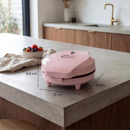 Bestron Gaufrier pour Gaufres Classiques en Forme de Cœur, Gaufrier avec Revêtement Anti-Adhésif pour Gaufres en Forme de Cœur, Design Rétro, 700 Watts, Couleur: Rose