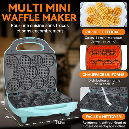 Baker's Friend Mini gaufrier rond - 11 x 5,5 cm - Petit choix pour petit déjeuner, brunch, fêtes pour événements, aqua, prise UE